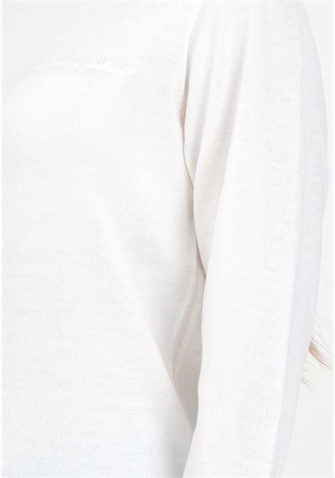 Women's cream crew-neck sweater with logo embroidery ARMANI EXCHANGE | 6DYM1JYME3Z1130